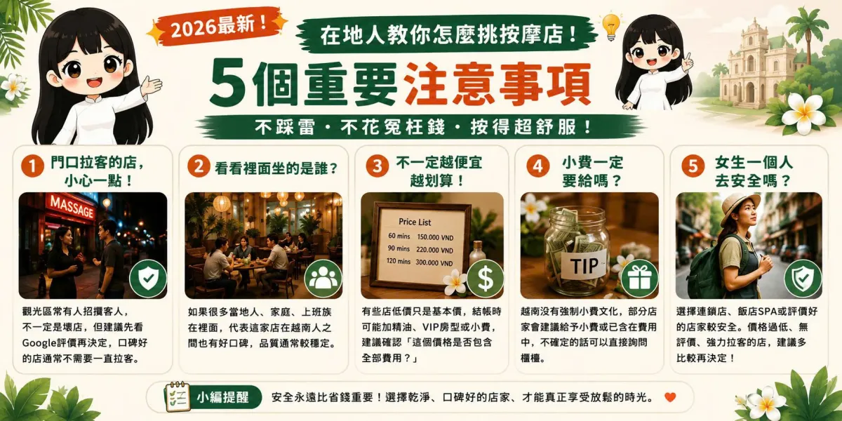 【2026最新】第一次去越南按摩怎麼選？在地人教你避開觀光陷阱，花對錢、按得更舒服！