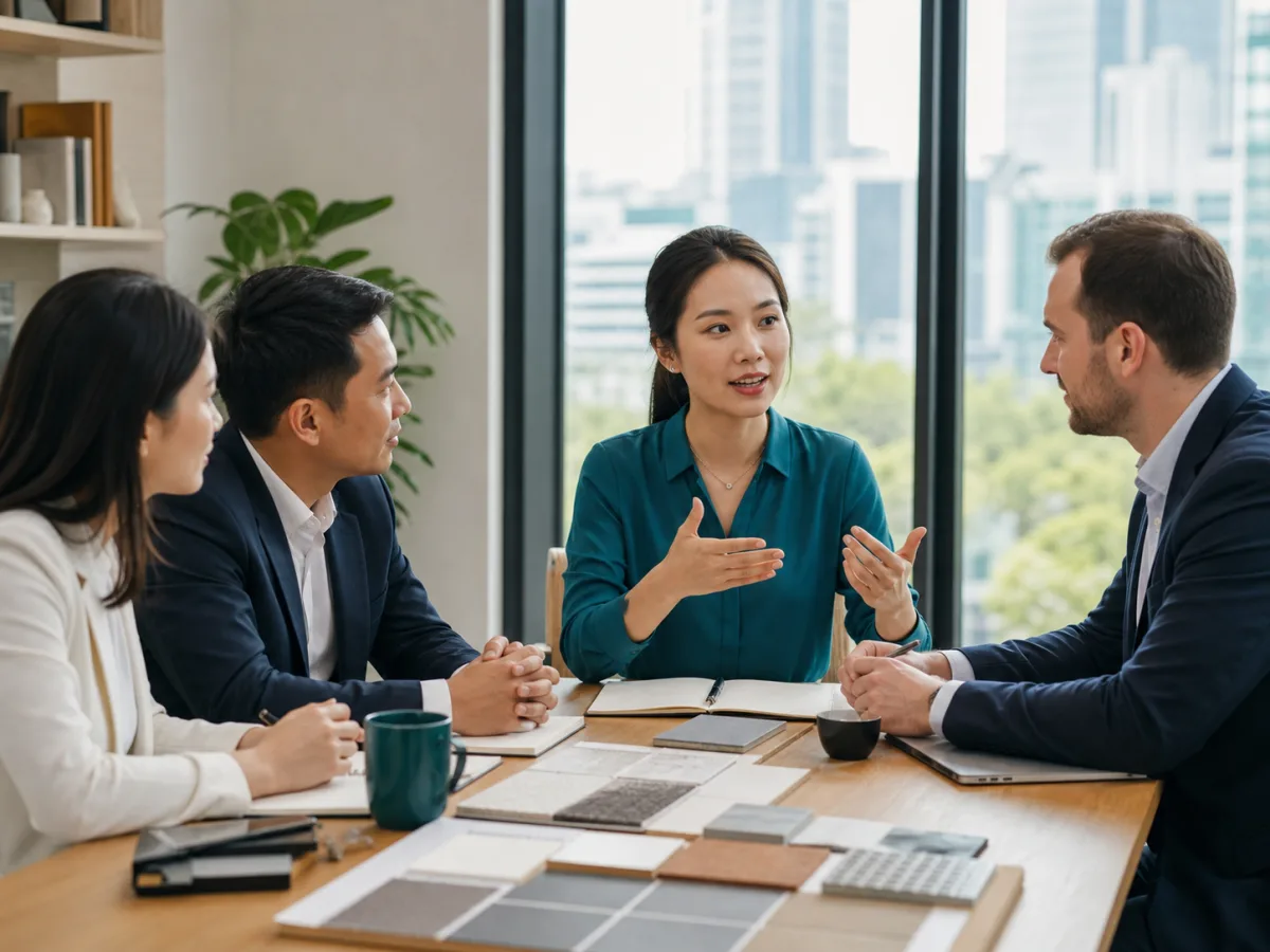 Phiên dịch viên Việt Nam hỗ trợ cuộc họp giữa khách hàng quốc tế và doanh nghiệp địa phương